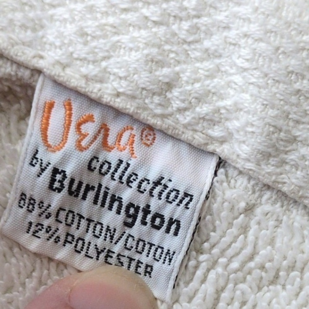 Vtg 70s Vera Neumann Bath Towels White Gold Butterfly Brown Fern MCM Set of 2 - Picture 8 of 9